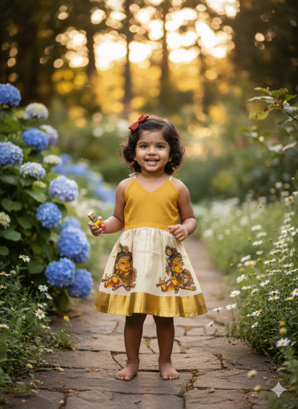 Pattu Frock with Hand Knot-"Yellow"