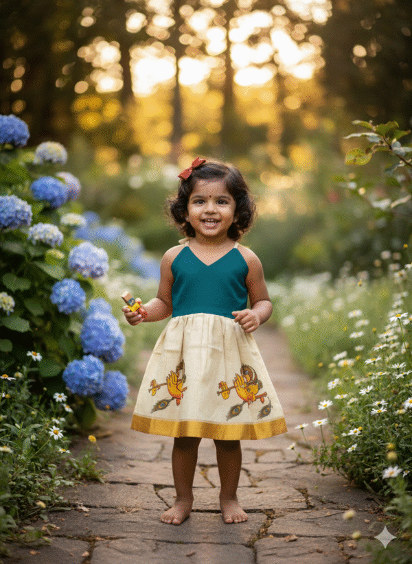 Pattu Frock with Hand Knot-"Dark Blue"