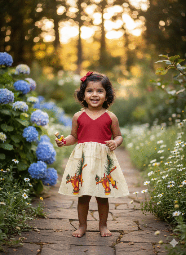 Pattu Frock with Hand Knot-"Marron"