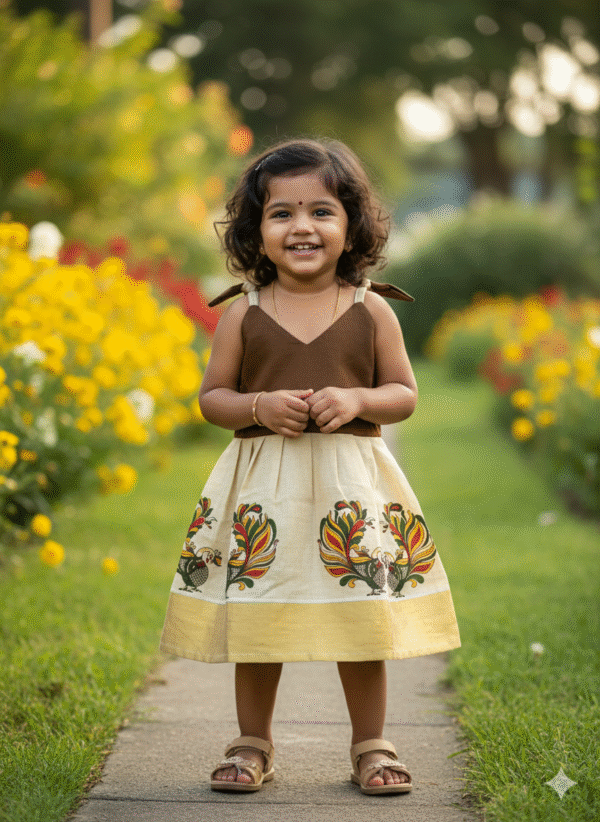 Pattu Frock with Hand Knot-"Brown"