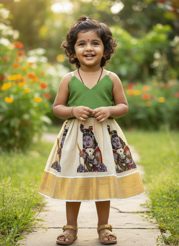 Pattu Frock with Hand Knot-"Green"