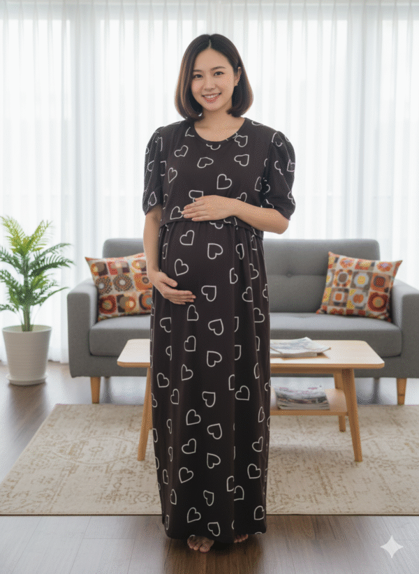 Feeding Puff Sleeve-''Black with Hearts''