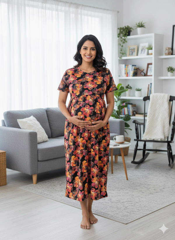 Feeding Normal Sleeve-"Black with Orange flower"