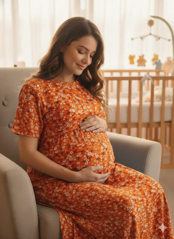 Feeding Normal Sleeve - "Orange with flowers"