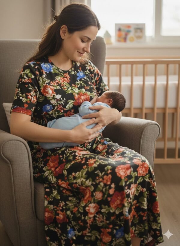 Feeding Normal Sleeve-"Black with leaf & flower"