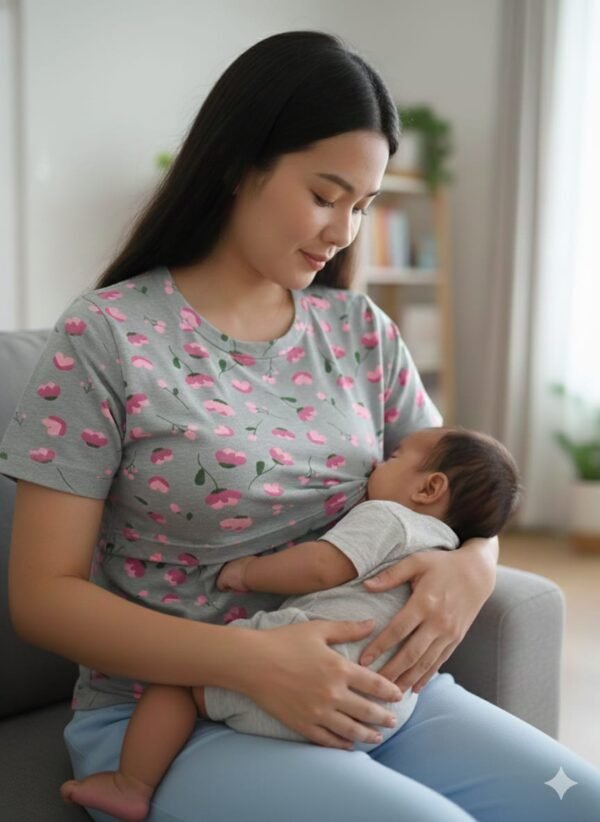 Feeding T-Shirt - "Grey with Flowers"