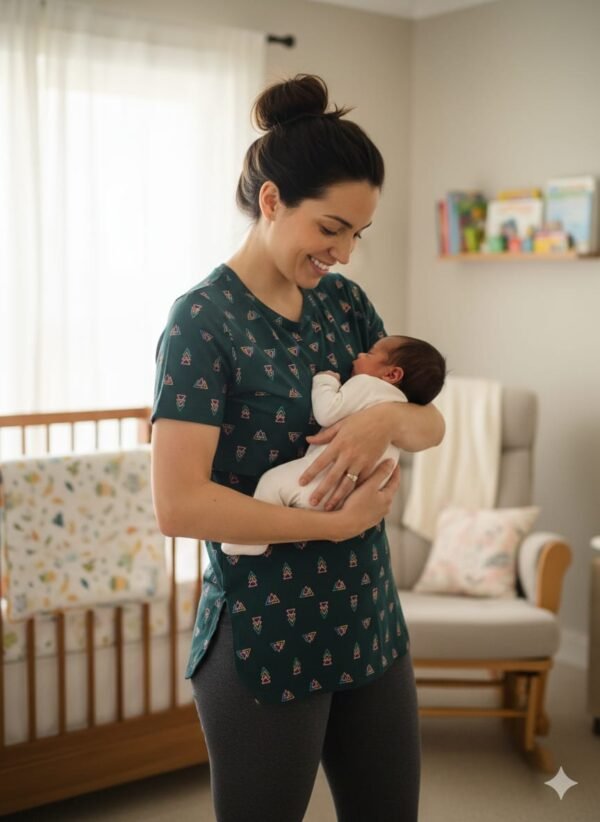 Feeding T-Shirt - "Green With Triple Triangles"