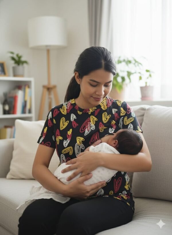 Feeding T-Shirt - "Black with Hearts"