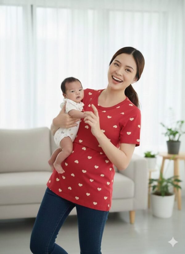 Feeding T-Shirt - "Red With Hearts"