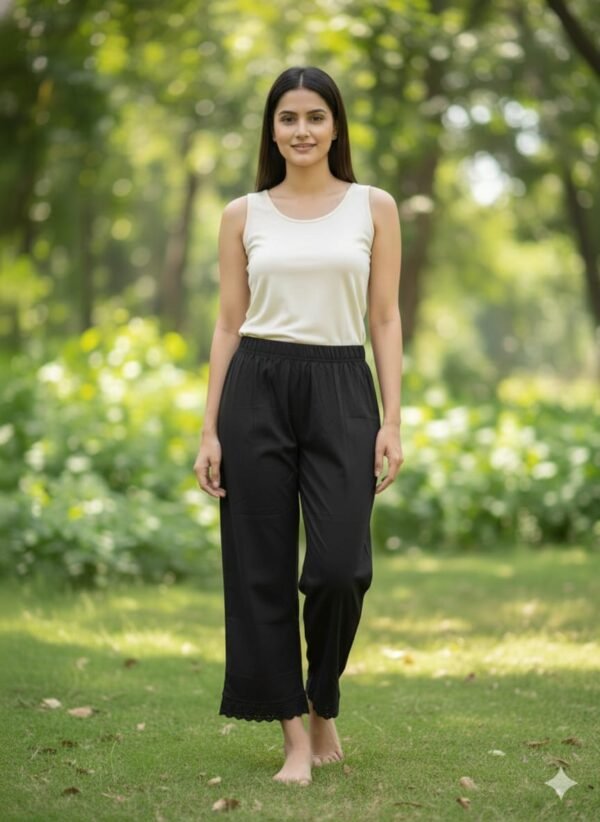 Palazzo With Fancy Cut-"Black"