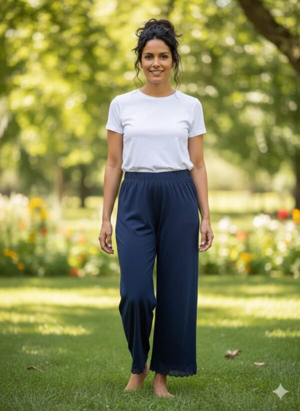 Palazzo With Fancy Cut-"Navy Blue"