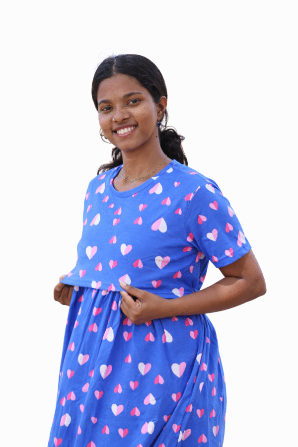 Blue with pink & white heart - FNS