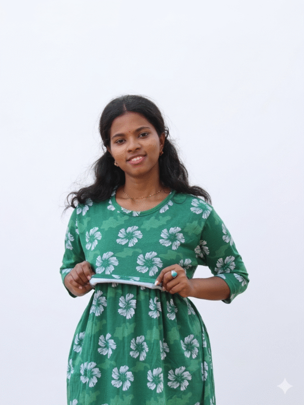 Green with white flowers - F 3/4