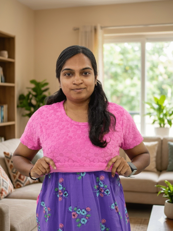 Pink with blue and flowers - Dual tone