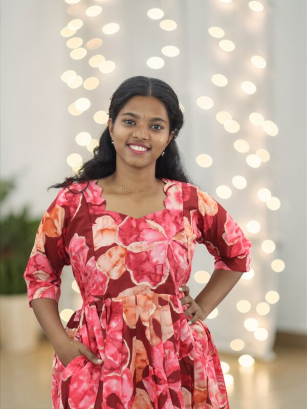 Maroon with flowers - FK