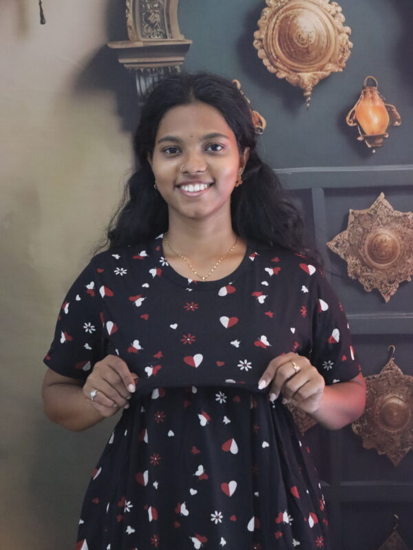 Black with white & maroon heart - FNS (P)