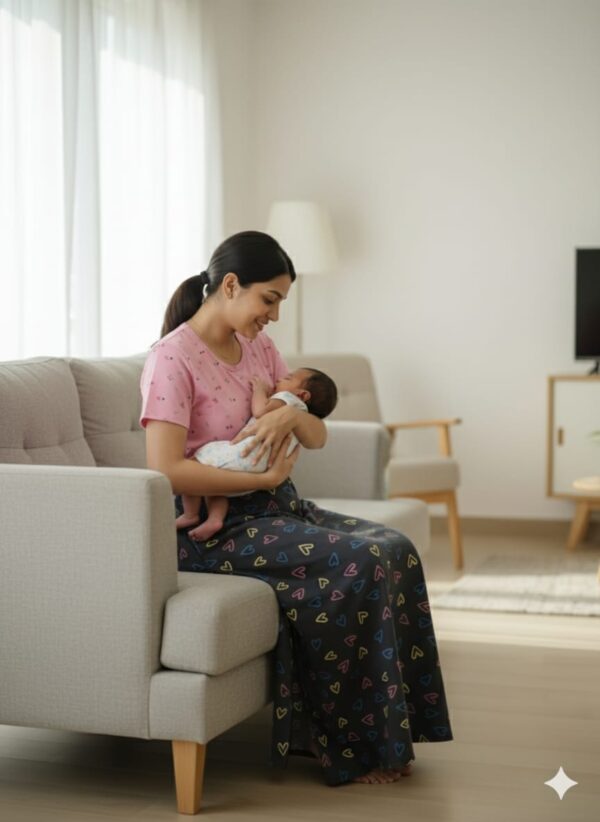 Pink with Navy blue heart - Dual tone