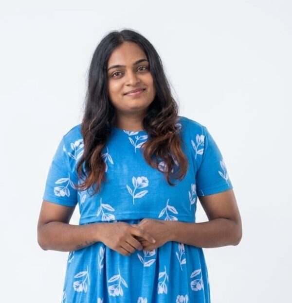 Sky blue with white flower - FNS