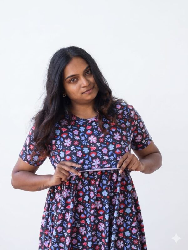 Black with multi flower - FNS